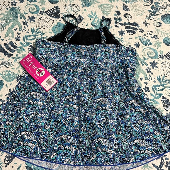Blue Patterned Swim Top - Picture 5 of 7